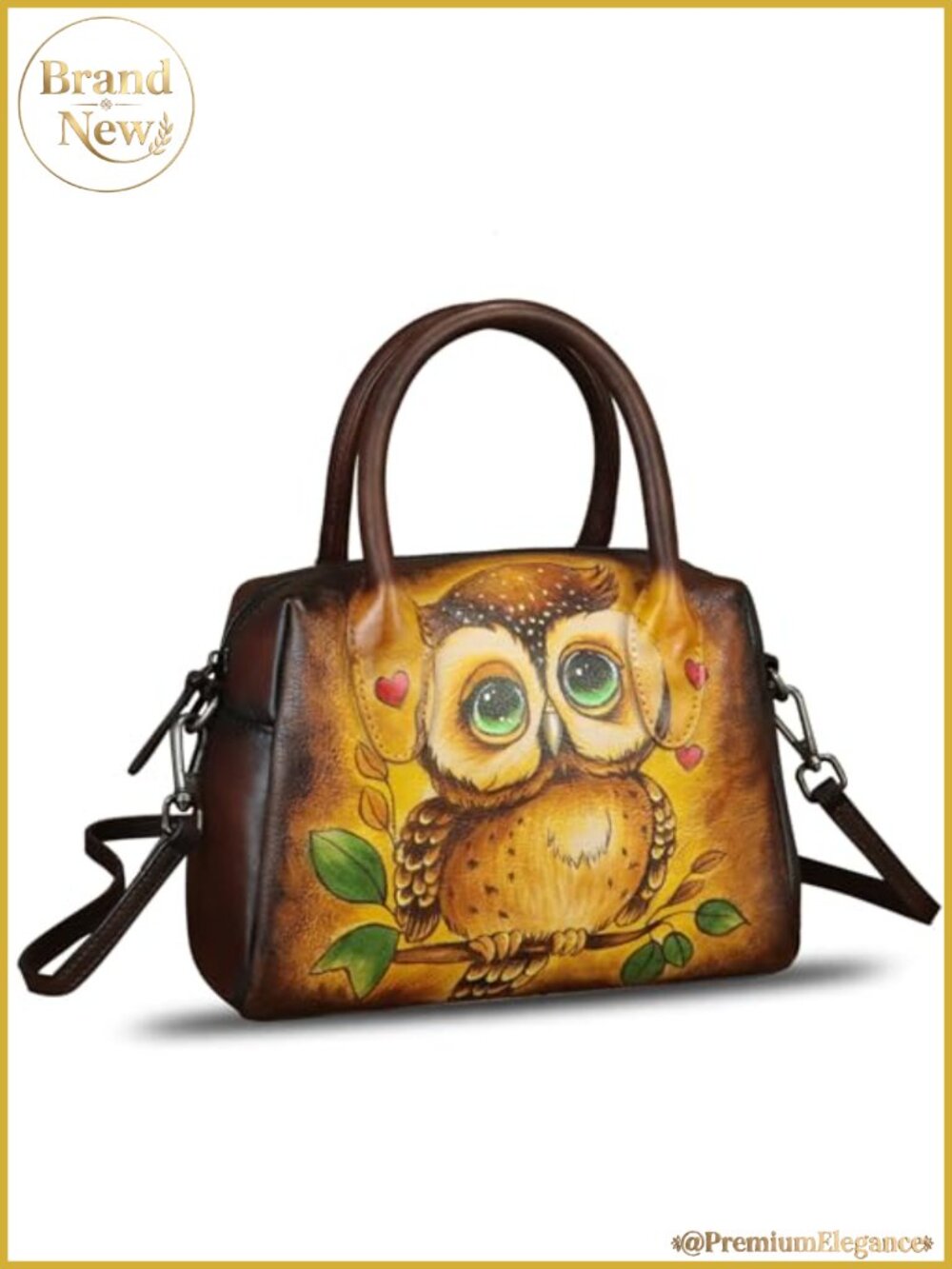 Genuine Leather Hand Painted Top Handle Satchel Crossbody Hobo Handbag